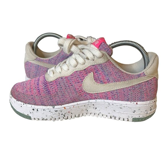 Women's Nike Air Force 1 Low Crater Flyknit Fuchsia Glow Pink White Size 5.5 - Picture 3 of 6